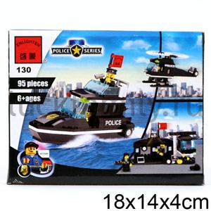 КОНСТРУКТОР ПЛАСТ. ПОЛИЦЕЙСКИЙ КАТЕР С АКСЕСС 95ДЕТ. 130 EV18130/EV6749 В КОР 18*14СМ в кор.70шт (Р) ― Luckfamily.ru