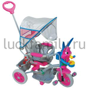 ВЕЛОСИПЕД FAMILY 3-Х КОЛ, РУЧКА, ПЛАСТ. КОЛ. 1*10" И 2*8", АМОРТИЗАТОР, ТРУСЫ, ПОДДОН,ТЕНТв кор.4шт ― Luckfamily.ru