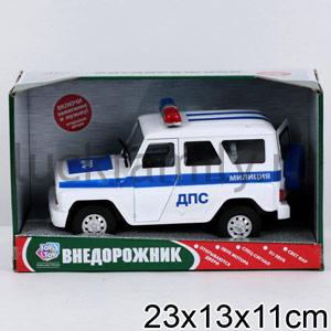 УАЗ HUNTER ИНЕРЦ МИЛИЦИЯ ДПС, СВЕТ+ЗВУК, ОТКРЫВ. ДВЕРИ, РУСС. СЕРИЯ 9076-D EV8655 В КОР в кор.2*12шт ― Luckfamily.ru