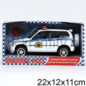 ДЖИП МИЛИЦИЯ ИНЕРЦ. СВЕТ+ЗВУК, ОТКРЫВ. ДВЕРИ, БАГАЖНИК 9079-F EV10428 В РУСС.КОР.19*8СМ в кор.2*18шт ― Luckfamily.ru