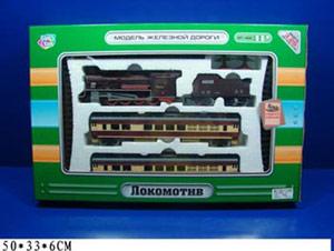 ЖЕЛЕЗНАЯ ДОРОГА "ЛОКОМОТИВ" НА БАТ. СВЕТ+ЗВУК 0634B EV10332 В РУСС. КОР. 50*33*6СМ в кор.18шт ― Luckfamily.ru