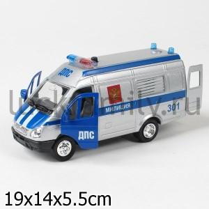 МАШИНА "ТЕХНОПАРК" МЕТАЛЛ. ИНЕРЦ. ГАЗЕЛЬ МИЛИЦИЯ 1:43 СВЕТ+ЗВУК В РУСС. КОР. в кор.2*24шт. ― Luckfamily.ru