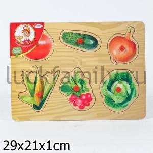 РАМКА-ВКЛАДЫШ ДЕРЕВЯН. "ИГРАЕМ ВМЕСТЕ" ОВОЩИ РЕАЛЬНЫЕ 29*21СМ в кор.6*12шт ― Luckfamily.ru