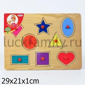 РАМКА-ВКЛАДЫШ ДЕРЕВЯН. "ИГРАЕМ ВМЕСТЕ" ЦВЕТА И ФОРМЫ 29*21СМ в кор.72шт ― Luckfamily.ru