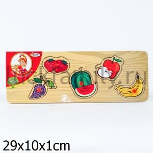 РАМКА-ВКЛАДЫШ ДЕРЕВЯН. "ИГРАЕМ ВМЕСТЕ" ФРУКТЫ 29*10СМ в кор.2*36шт ― Luckfamily.ru