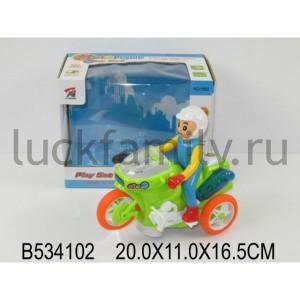 МОТОЦИКЛ НА БАТ. СО СВЕТОМ И ЗВУКОМ, С ГОНЩИКОМ, ЦВЕТ В АССОРТ. 980 В КОР. 20*11*17СМ в кор.2*30шт ― Luckfamily.ru