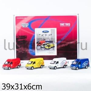 МАШИНА "FORD TRANSIT" МЕТАЛЛ. ИНЕРЦ. ОТКРЫВ. ДВЕРИ, ЦВЕТ В АССОРТ. В ДИСПЛЕЕ УП-12ШТ в кор.2*4уп ― Luckfamily.ru