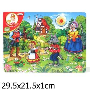 РАМКА-ВКЛАДЫШ ДЕРЕВЯН. "ИГРАЕМ ВМЕСТЕ" КРАСНАЯ ШАПОЧКА A00985 29*21СМ в кор.36шт ― Luckfamily.ru
