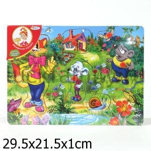 РАМКА-ВКЛАДЫШ ДЕРЕВЯН. "ИГРАЕМ ВМЕСТЕ" ЛЕОПОЛЬД A00989 29*21СМ в кор.36шт ― Luckfamily.ru