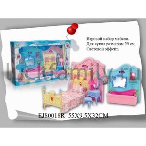 НАБОР МЕБЕЛИ Д/КУКОЛ ПЛАСТ. НА БАТ. СО СВЕТОМ В РУСС. КОР. 55*10*32СМ в кор.6шт ― Luckfamily.ru