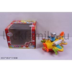 САМОЛЕТ НА БАТ. СВЕТ+ЗВУК, С ДВИГАЮЩ. ФИГУРКОЙ ПИЛОТА 70011 В КОР. 20СМ в кор.2*24шт ― Luckfamily.ru