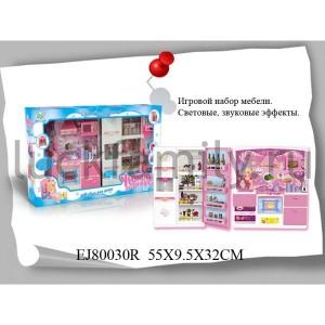 НАБОР МЕБЕЛИ Д/КУКОЛ ПЛАСТ. КУХНЯ СВЕТ+ЗВУК, С АКСЕСС. В РУСС. КОР. 55*10*32СМ в кор.2*6шт ― Luckfamily.ru