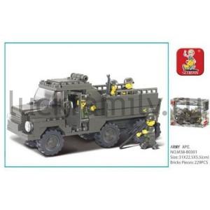 КОНСТРУКТОР ПЛАСТ. ГРУЗОВИК ВОЕННЫЙ С ФИГУРКАМИ, 230ДЕТ. В РУСС. КОР. 31*22*5СМ в кор.2*24шт ― Luckfamily.ru