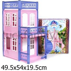 ДОМИК ДЛЯ КУКОЛ "ЗАМОК ПРИНЦЕССЫ", РОЗОВЫЙ (2 ЭТАЖА) в кор.2шт ― Luckfamily.ru