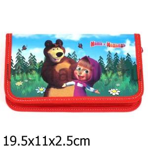 ПЕНАЛ 1-СЕКЦИОННЫЙ "МАША И МЕДВЕДЬ" КРАСНЫЙ в кор.48шт ― Luckfamily.ru