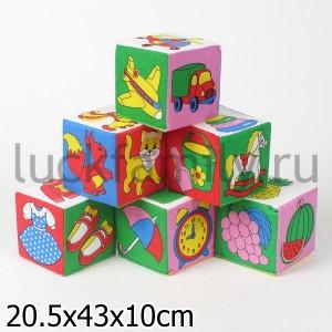 НАБОР ИЗ 6 КУБИКОВ "МЯКИШИ" (ПРЕДМЕТЫ) в кор.16наб ― Luckfamily.ru