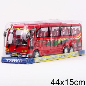 АВТОБУС ТУРИСТИЧЕСКИЙ ИНЕРЦ "ПУТЕШЕСТВУЙ ВМЕСТЕ С НАМИ" 8899-1 В ПЛАСТ. 44*15СМ в кор.2*12шт ― Luckfamily.ru