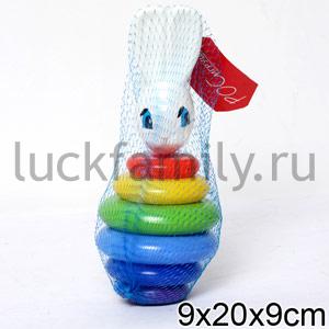 ЗАЙЧОНОК МИНИ-ПИРАМИДА С КОЛЬЦАМИ В СЕТКЕ в уп.25шт ― Luckfamily.ru